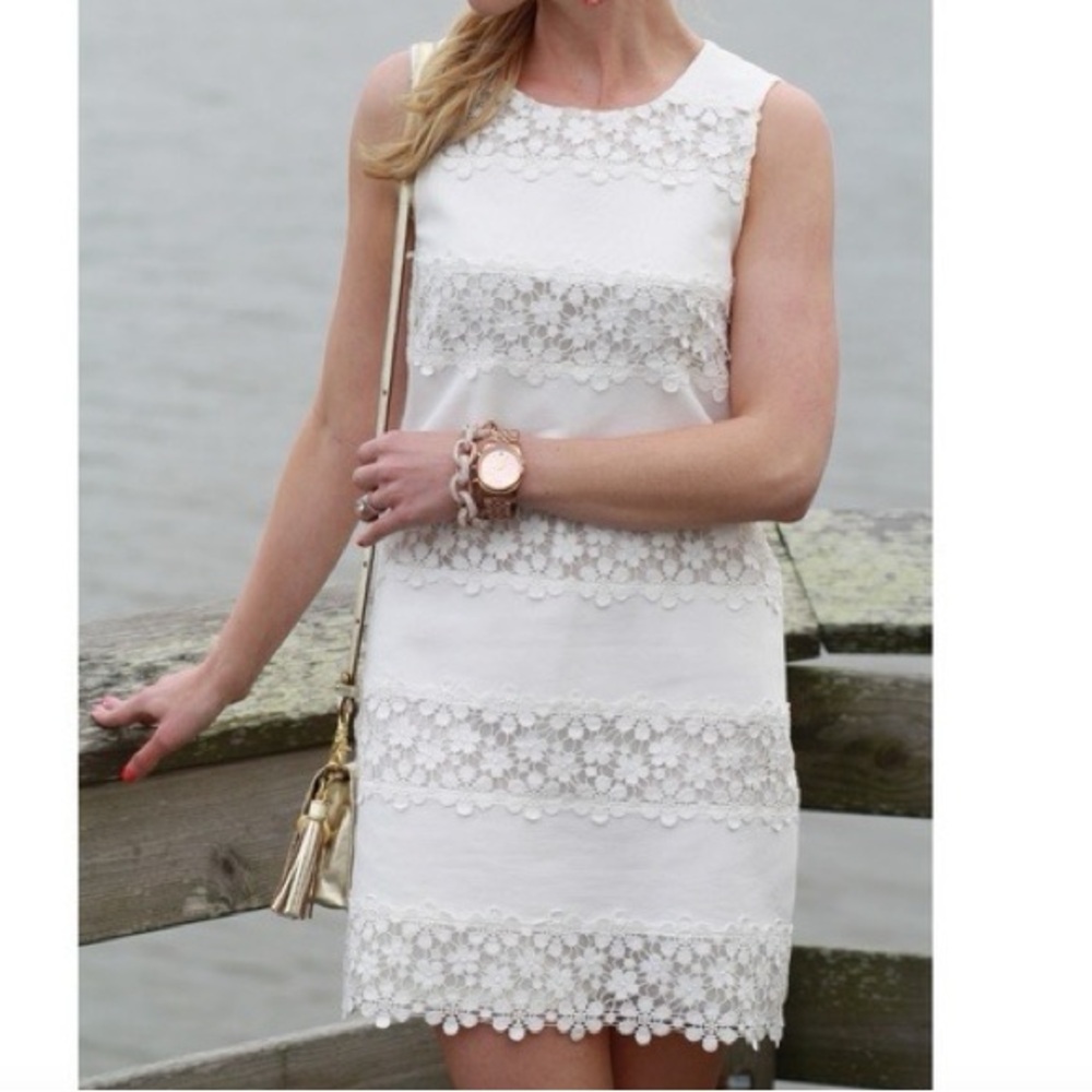 J. Crew White Lace Shift Dress